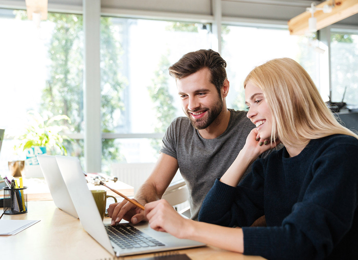 Office workers on laptop