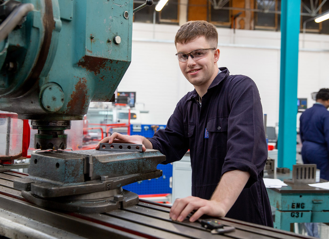 Engineer using machinery