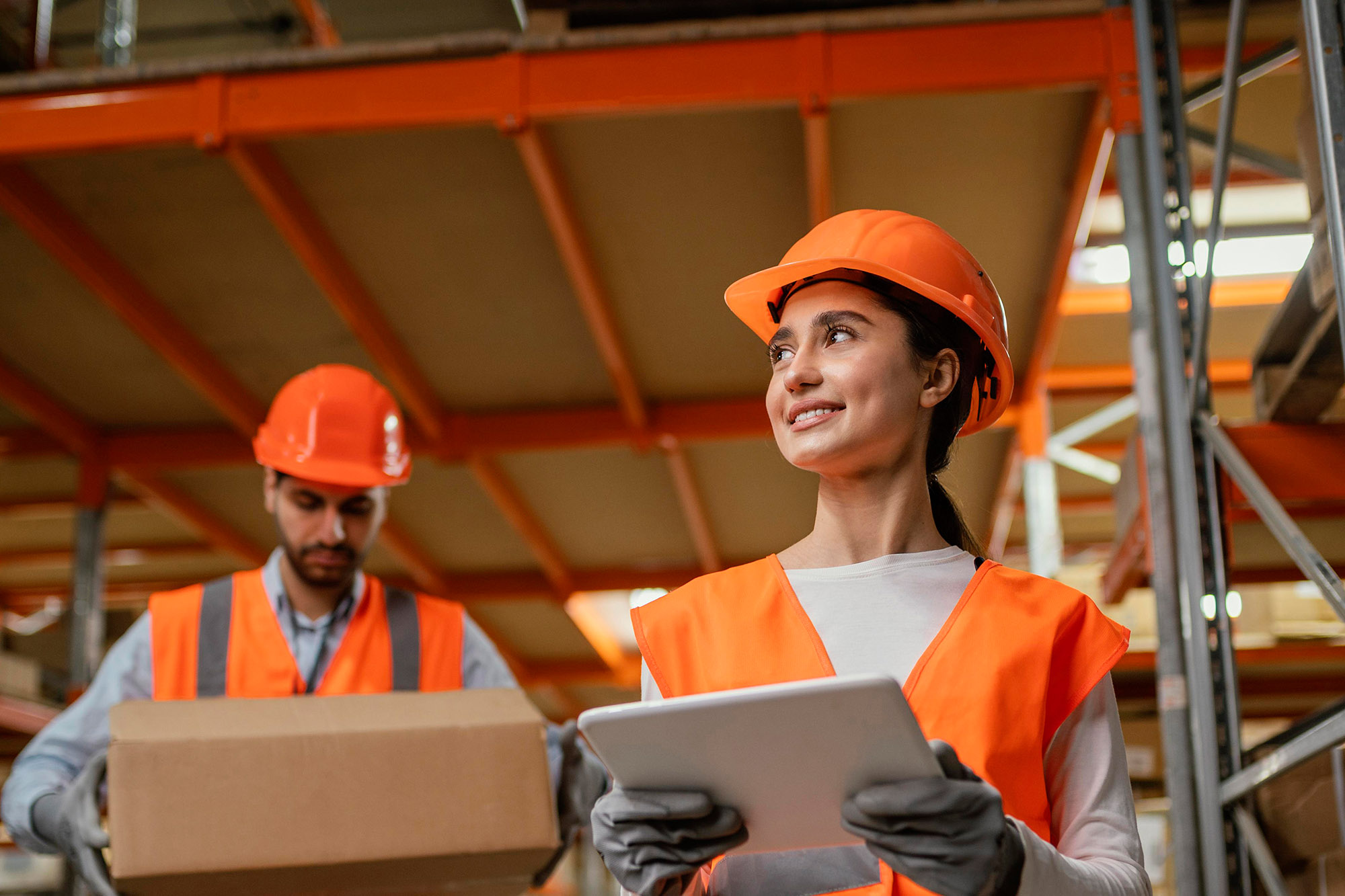 Worker wearing a hard hat