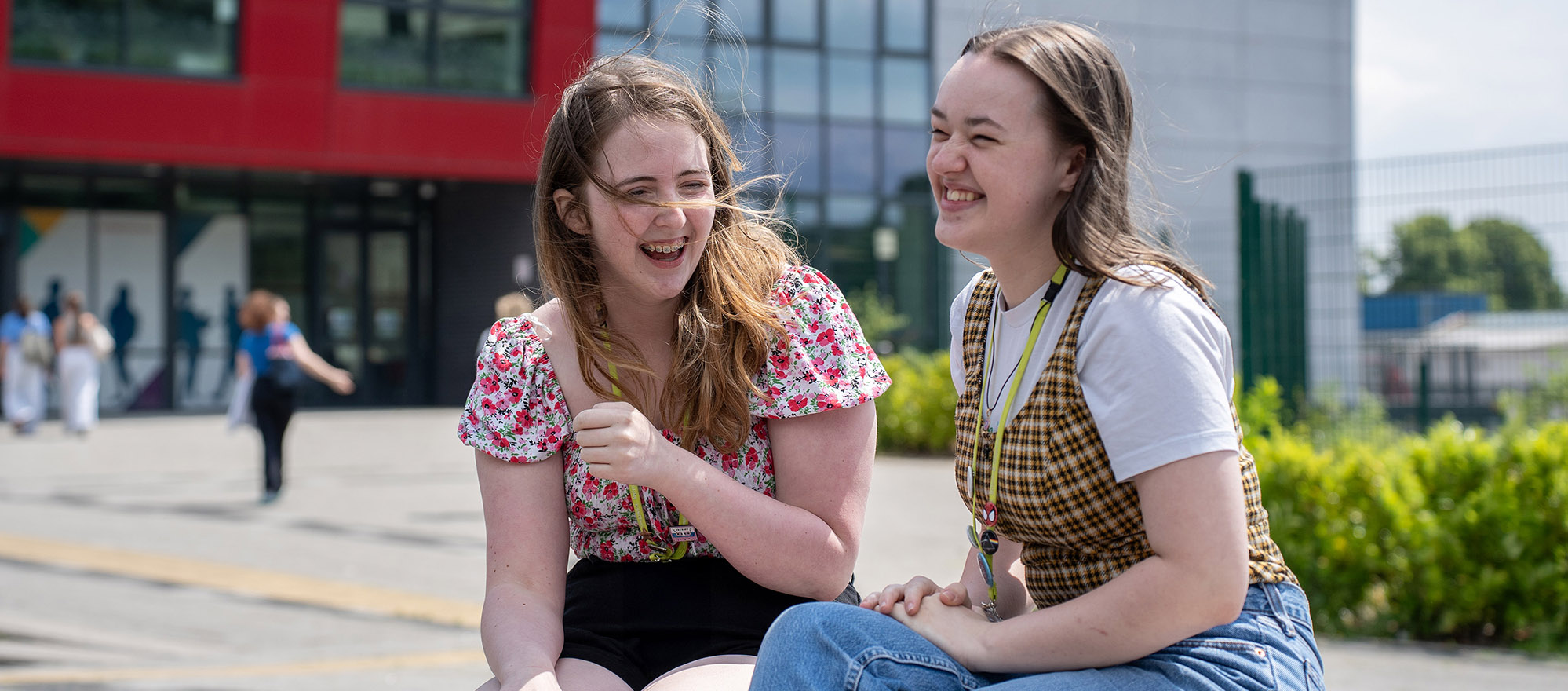 Students sat in the sun outside TLZ