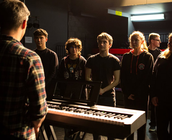 Students at Crosskeys performance theatre