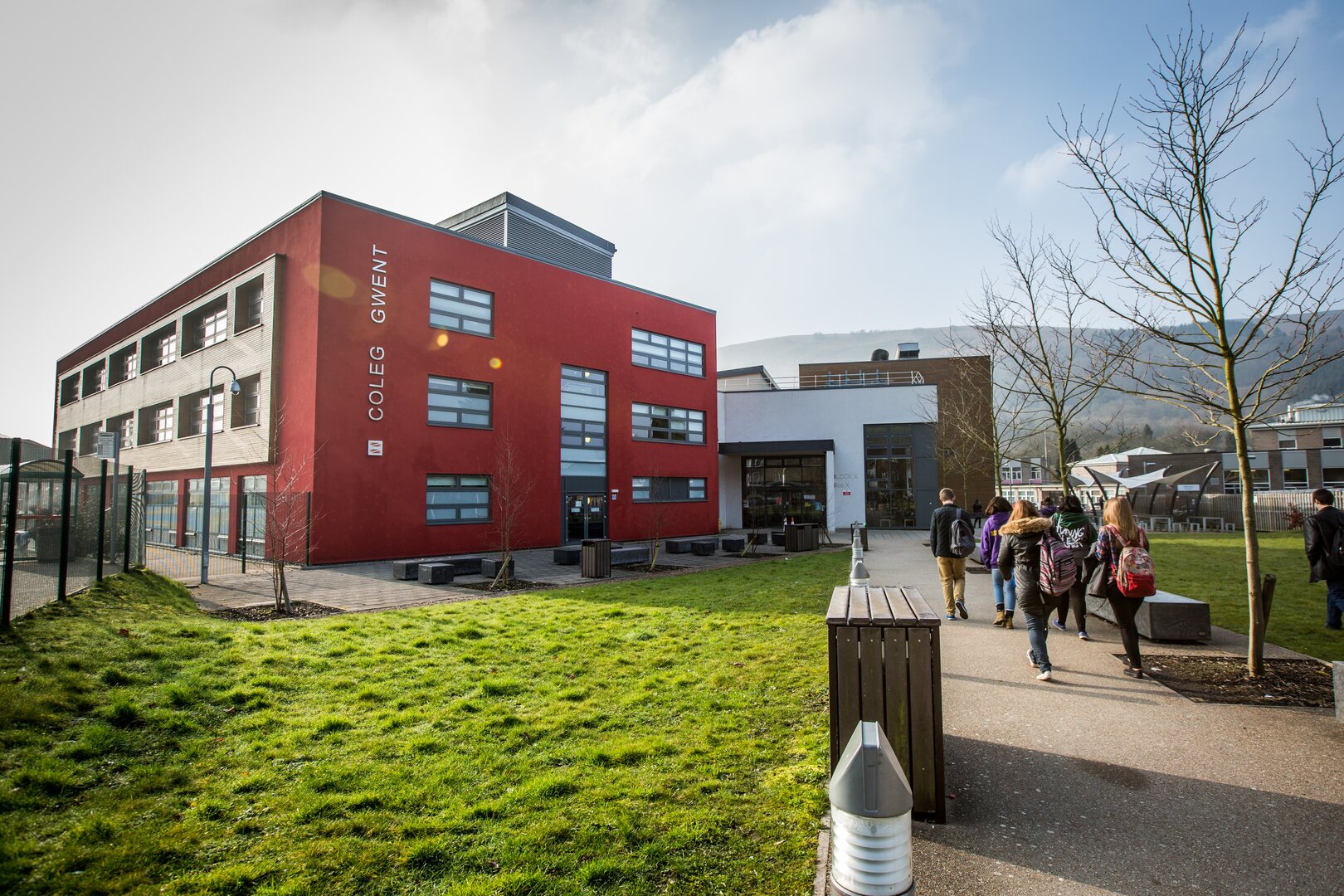 Crosskeys campus with mountains in the distance