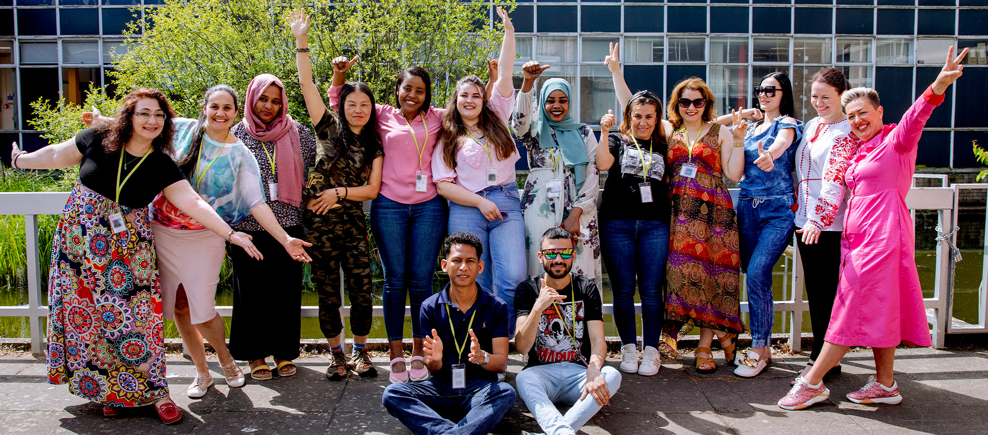 ESOL students outside Newport campus