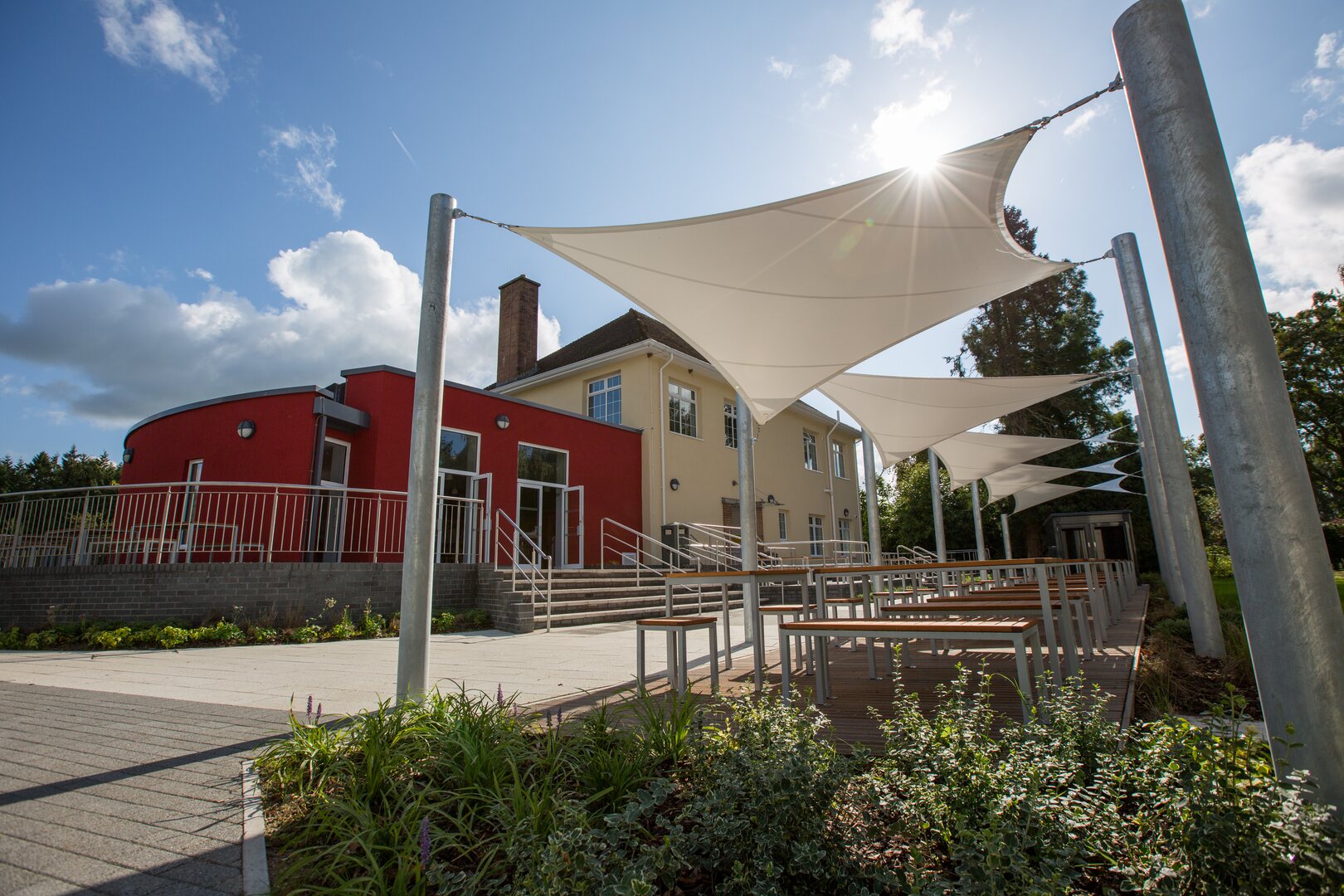 Cafe and outdoor dining area at Usk