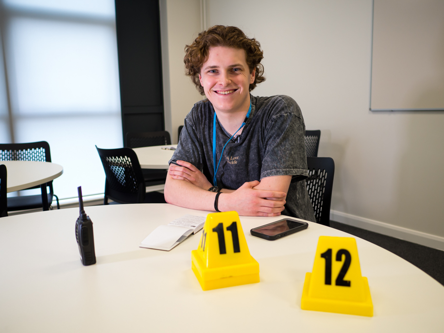 Student on table learning