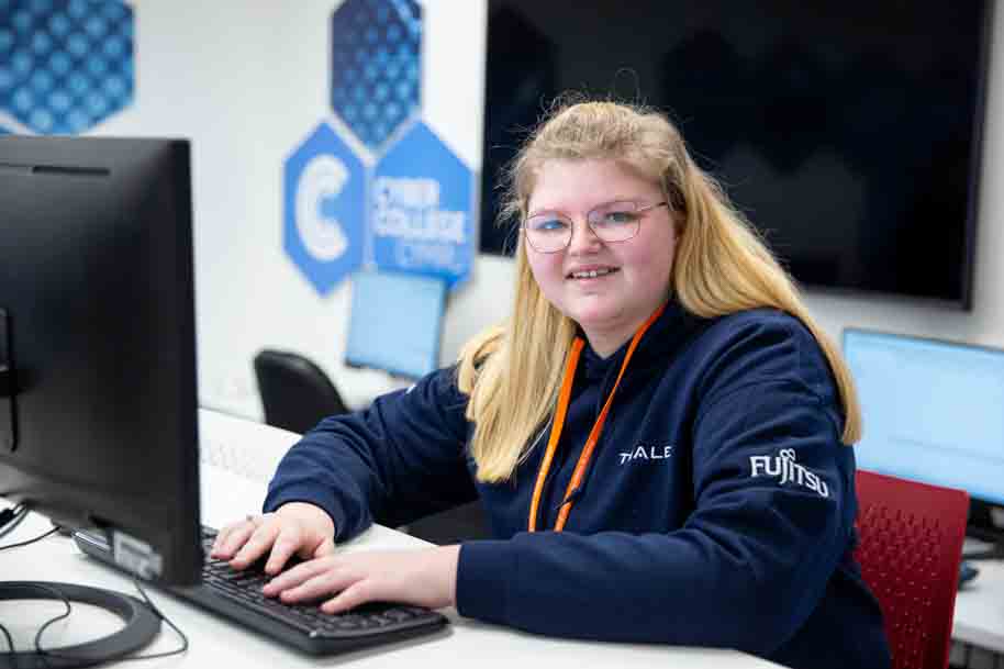 Student working on laptop