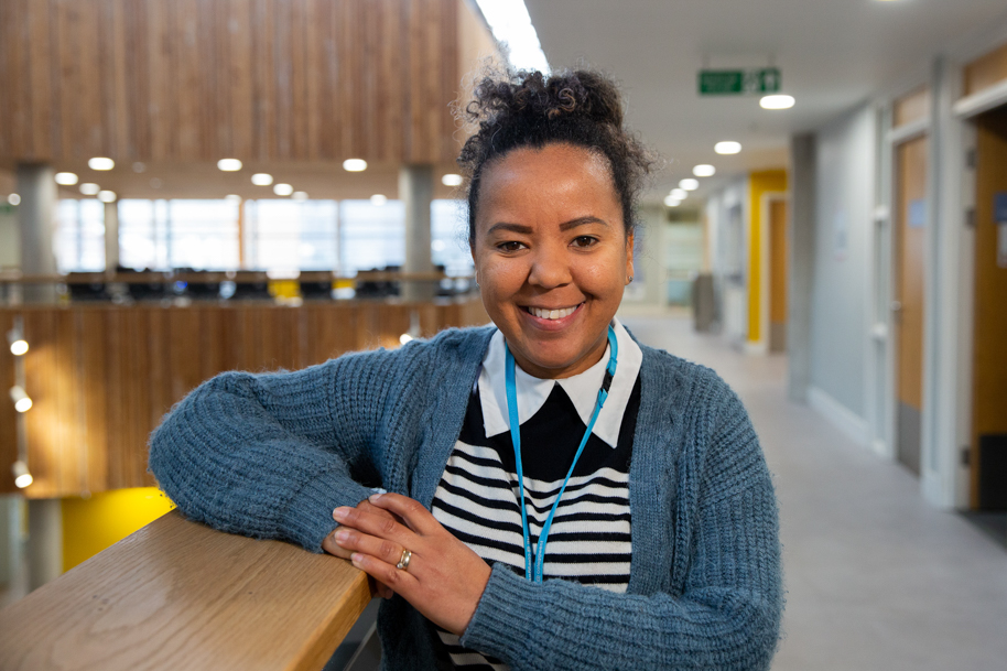 Science student smiling