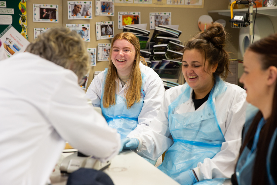 Health students laughing