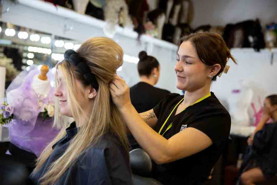 Beauty student doing makeup