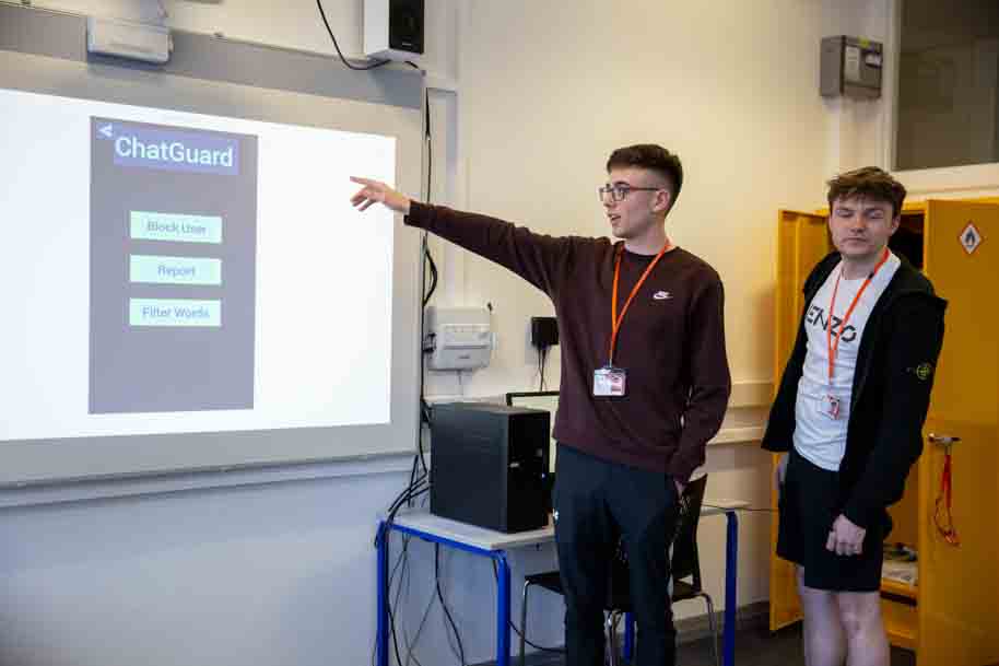 Student pitching to class