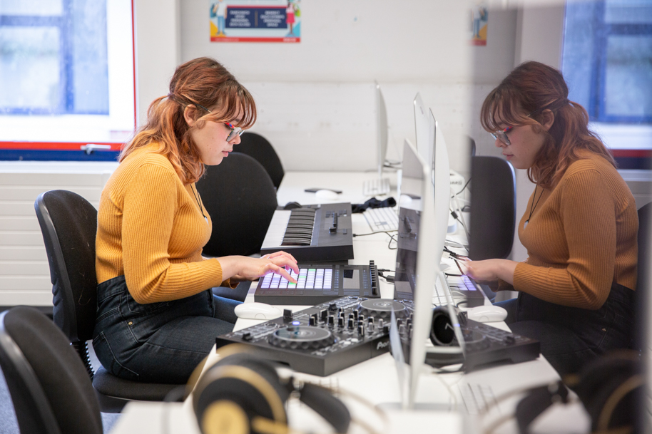 Student working on mac