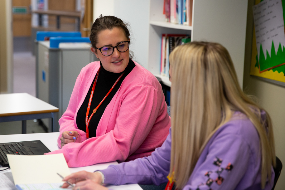 Tutor listening to student