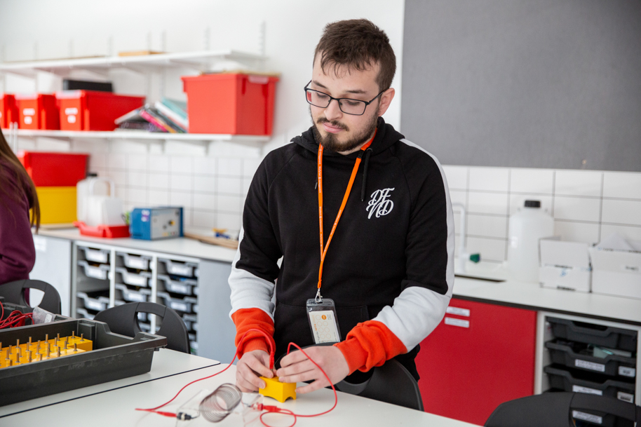 Science student working in lab