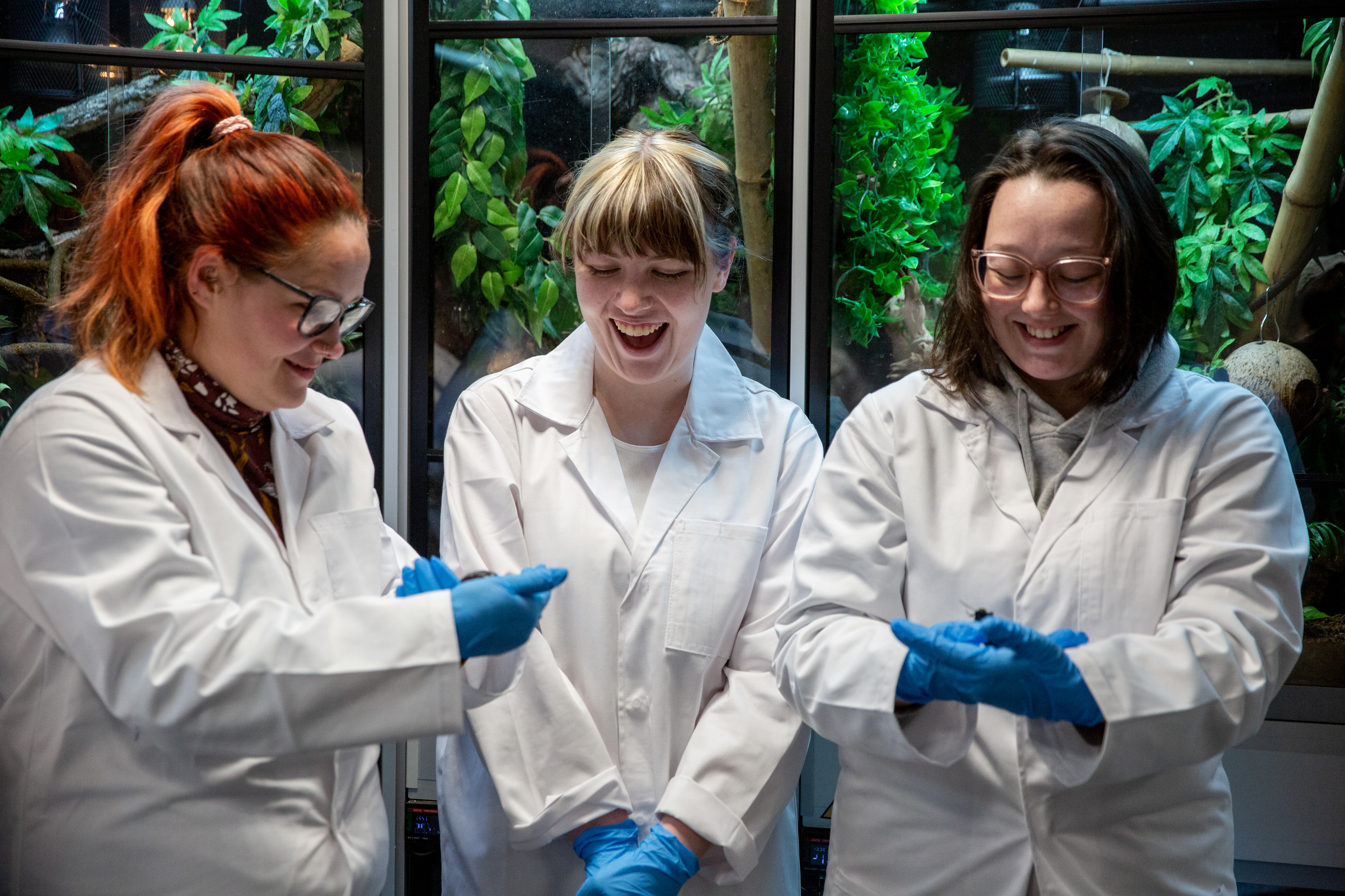Animal Care students with reptile