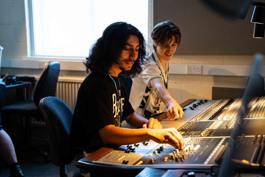 Music students mixing