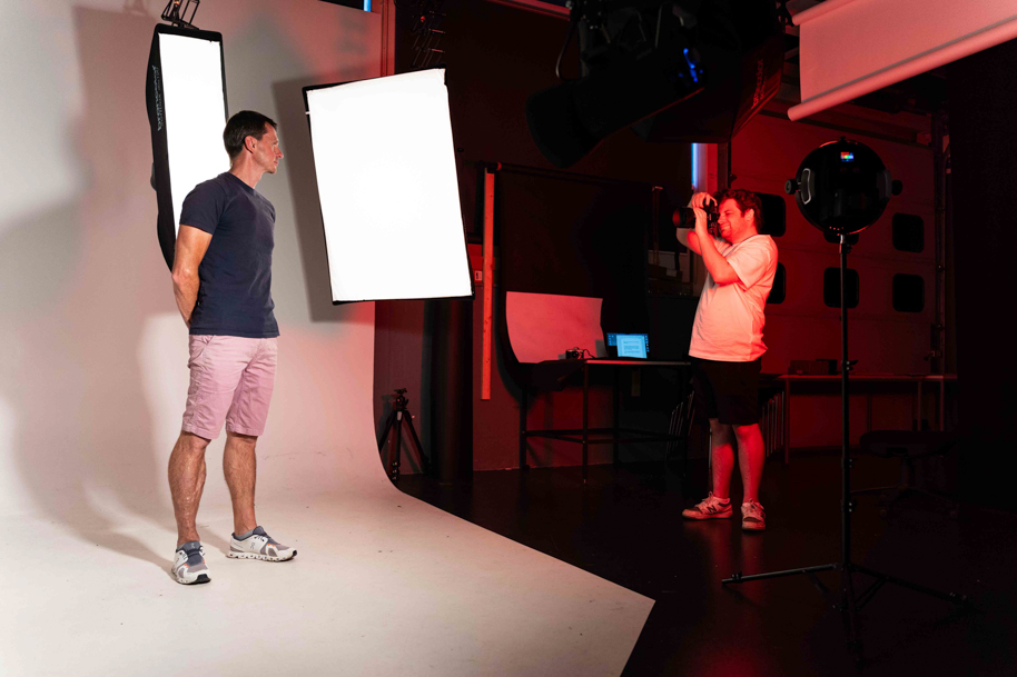 Photography student in studio