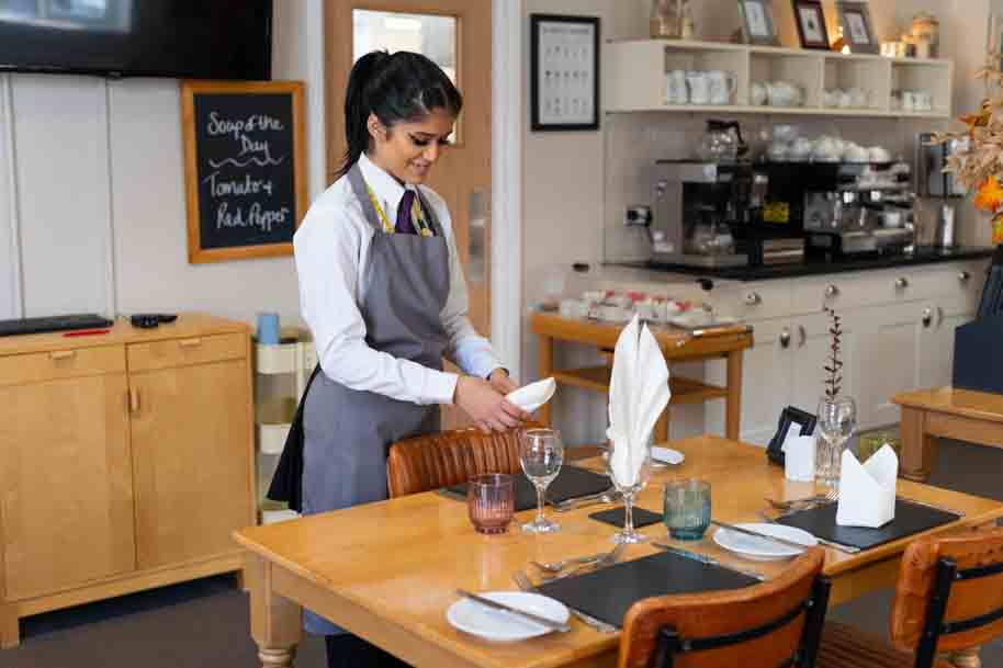 Hospitality setting up restaurant