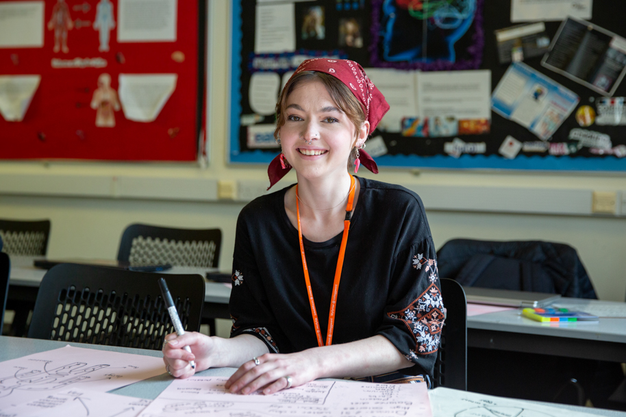 Art student studying