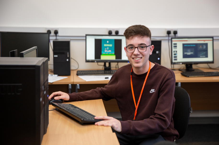 Student working at PC