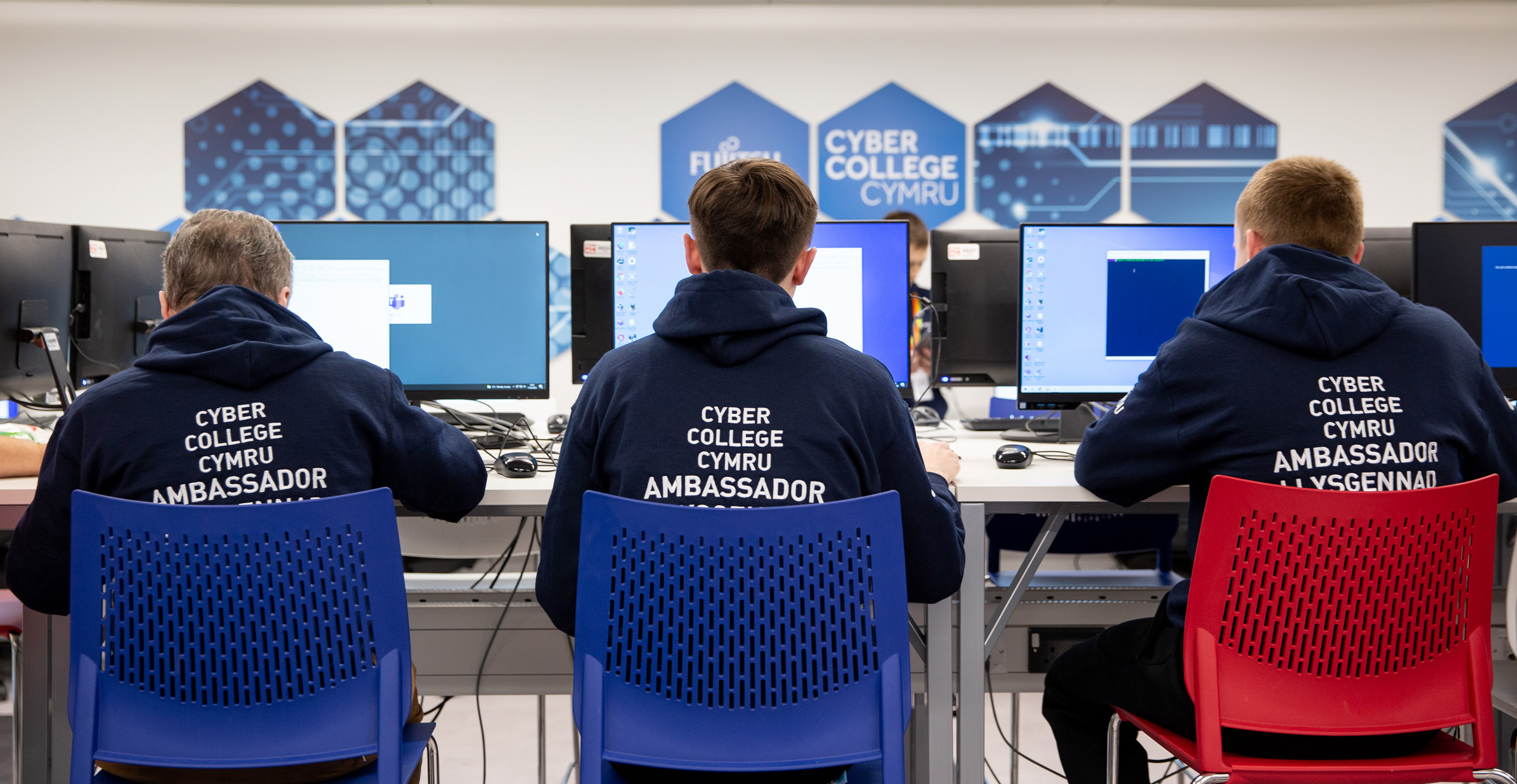 Cyber College Cymru students in the Cyber Hub