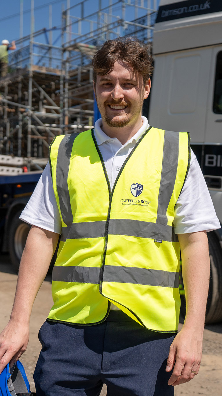 Construction business owner in high vis jacket