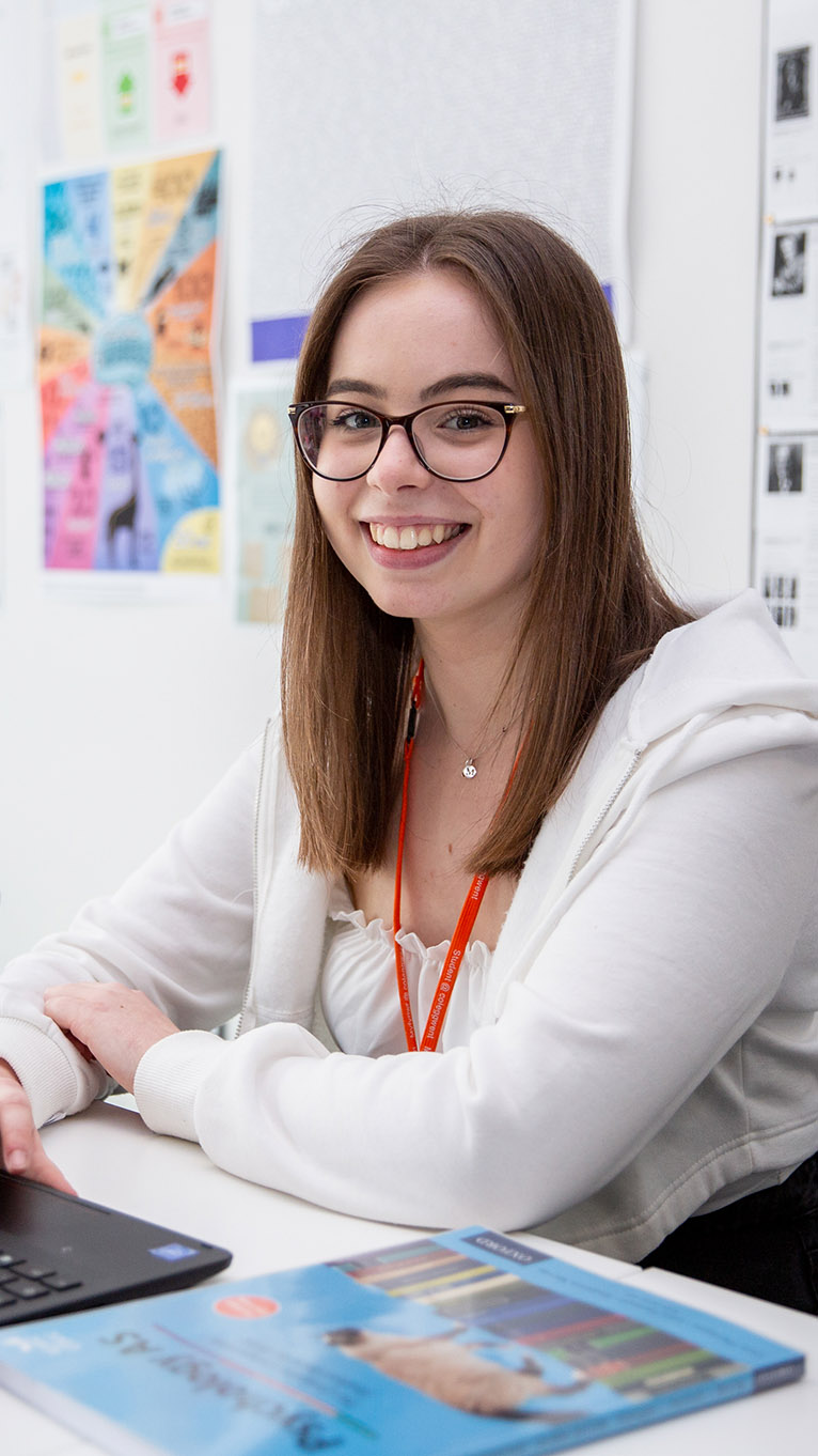 Student on computer in TLZ classroom