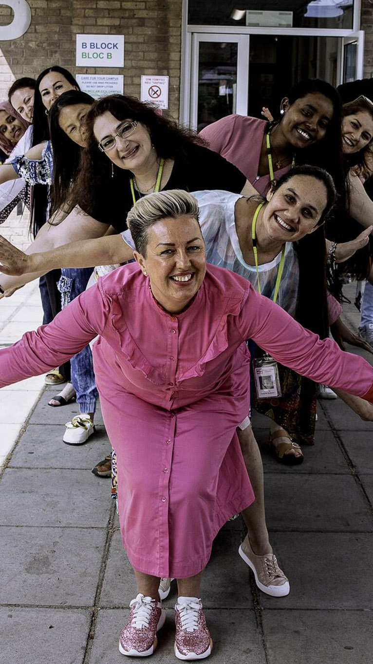 ESOL staff and students outside Newport campus